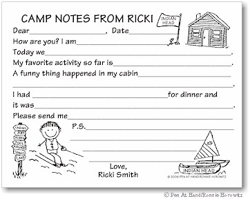 Pen At Hand Stick Figures - Camp Fill-in Postcards